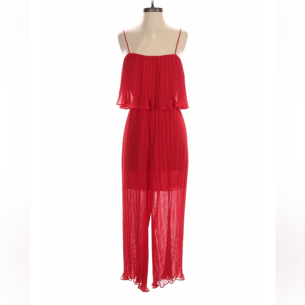 Zara Pleated Red Jumpsuit Size Small